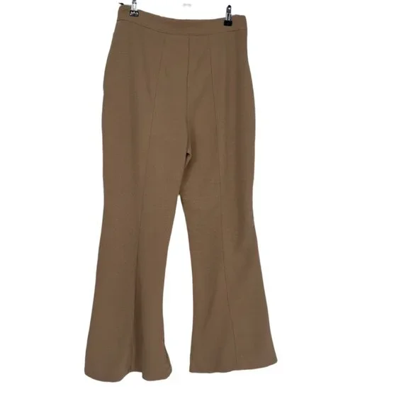 Beige Caramel Patchwork Flare Pants Contrast Panel Y2K Wide Leg M - Picture 3 of 6